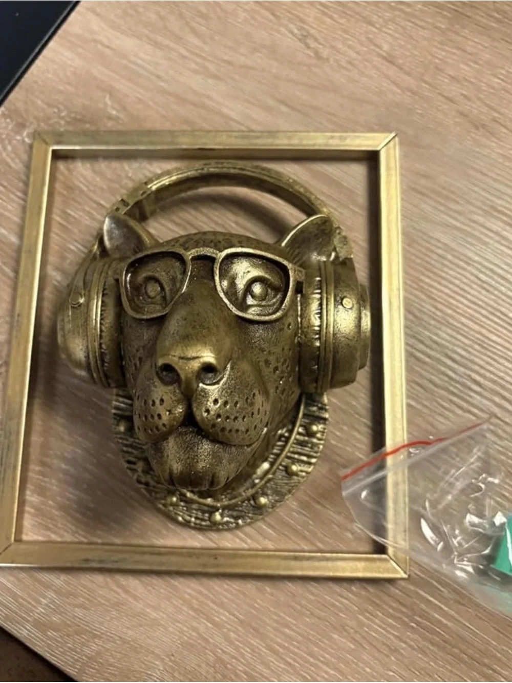 Exquisite Resin Leopard Animal Head Wall Sculpture gift Metal Frame NEW